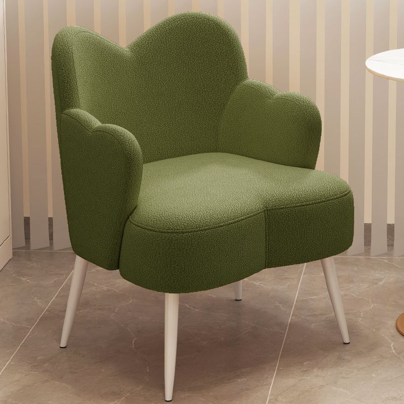 Contemporary Nordic Lambswool & Metal Curved Back Vanity Stool For Bedroom