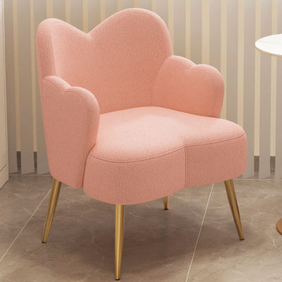 Contemporary Nordic Lambswool & Metal Curved Back Vanity Stool For Bedroom