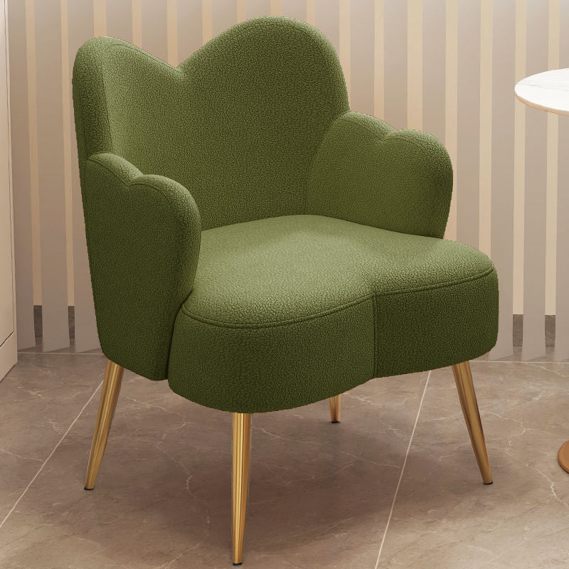 Contemporary Nordic Lambswool & Metal Curved Back Vanity Stool For Bedroom
