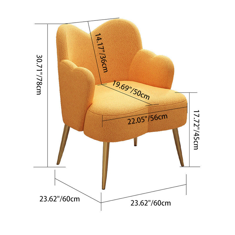 Contemporary Nordic Lambswool & Metal Curved Back Vanity Stool For Bedroom