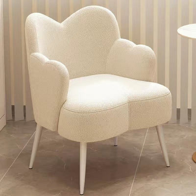 Contemporary Nordic Lambswool & Metal Curved Back Vanity Stool For Bedroom
