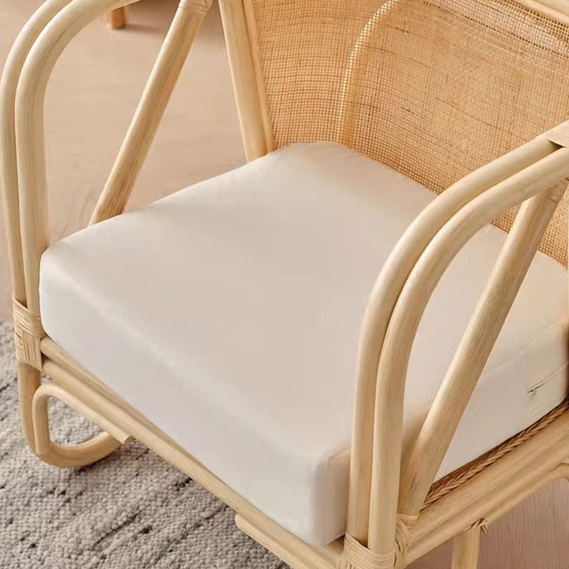 Traditional Japanese Solid Wood & Rattan Square Sofa With Armrest And Backrest For Living Room