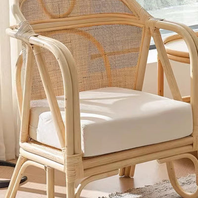 Traditional Japanese Solid Wood & Rattan Square Sofa With Armrest And Backrest For Living Room