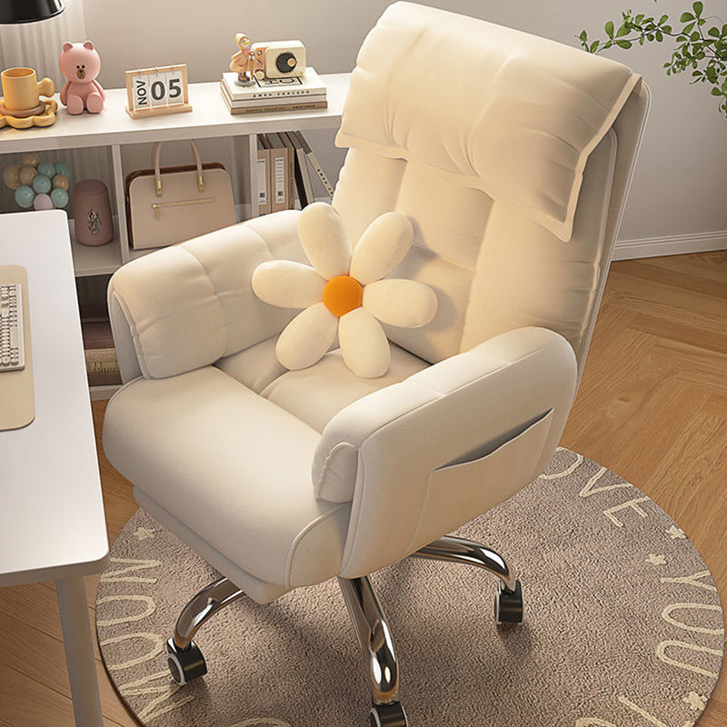 Modern Minimalist Fabric & Stainless Steel Square Seat Desk Chair With Adjustable Backrest & Swivel Base For Home Office