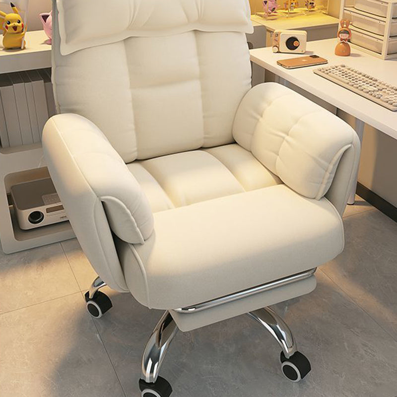 Modern Minimalist Fabric & Stainless Steel Square Seat Desk Chair With Adjustable Backrest & Swivel Base For Home Office