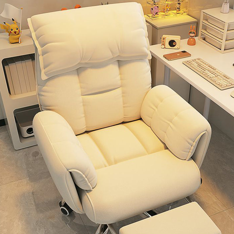 Modern Minimalist Fabric & Stainless Steel Square Seat Desk Chair With Adjustable Backrest & Swivel Base For Home Office