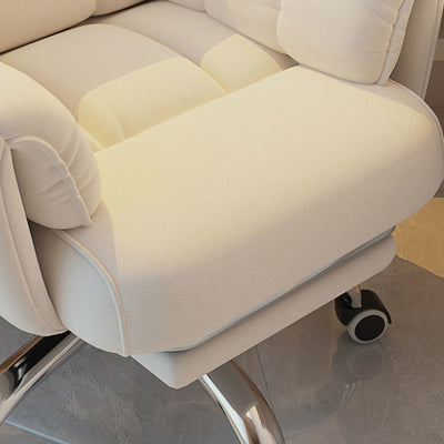 Modern Minimalist Fabric & Stainless Steel Square Seat Desk Chair With Adjustable Backrest & Swivel Base For Home Office