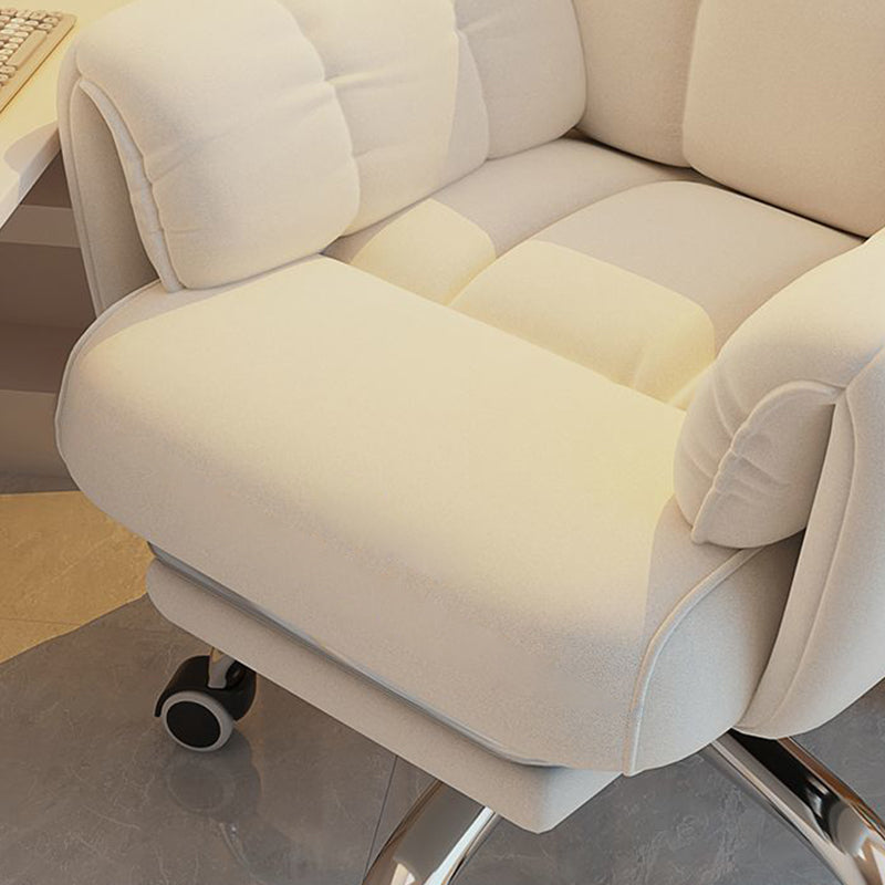 Modern Minimalist Fabric & Stainless Steel Square Seat Desk Chair With Adjustable Backrest & Swivel Base For Home Office