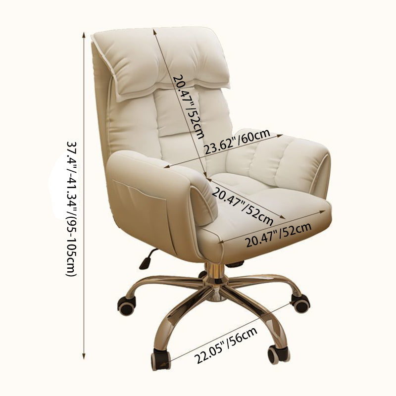Modern Minimalist Fabric & Stainless Steel Square Seat Desk Chair With Adjustable Backrest & Swivel Base For Home Office