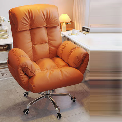 Modern Minimalist Fabric & Stainless Steel Square Seat Desk Chair With Adjustable Backrest & Swivel Base For Home Office