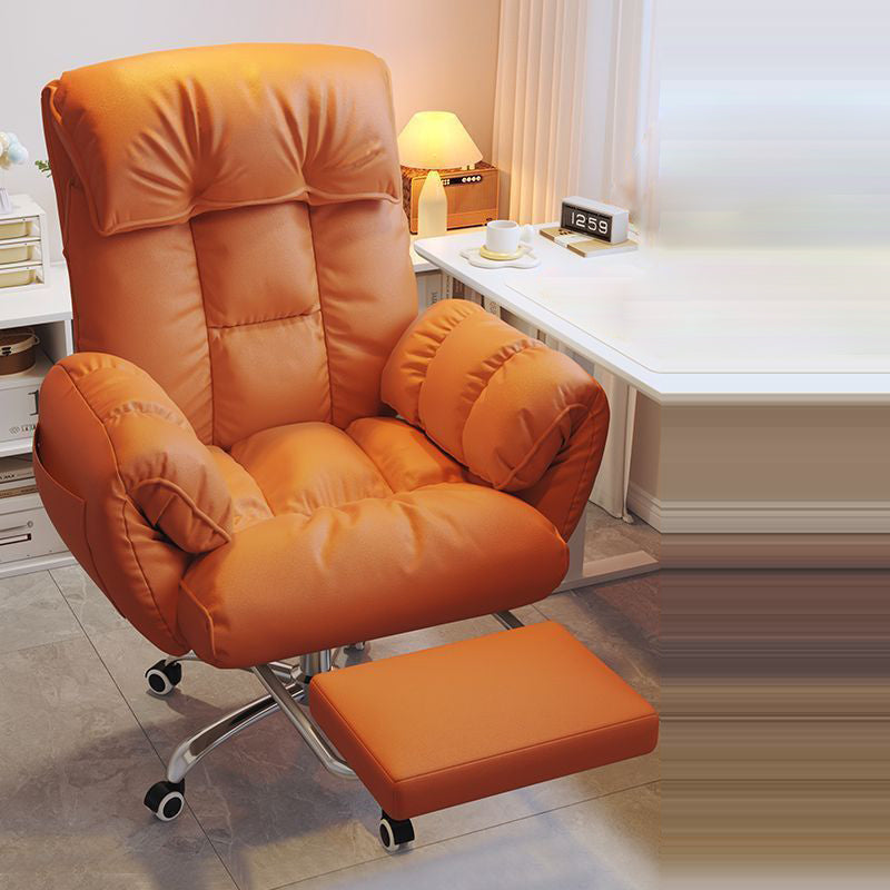 Modern Minimalist Fabric & Stainless Steel Square Seat Desk Chair With Adjustable Backrest & Swivel Base For Home Office