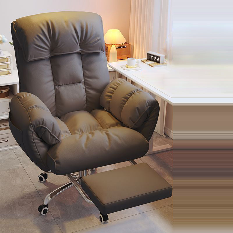Modern Minimalist Fabric & Stainless Steel Square Seat Desk Chair With Adjustable Backrest & Swivel Base For Home Office
