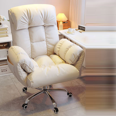 Modern Minimalist Fabric & Stainless Steel Square Seat Desk Chair With Adjustable Backrest & Swivel Base For Home Office