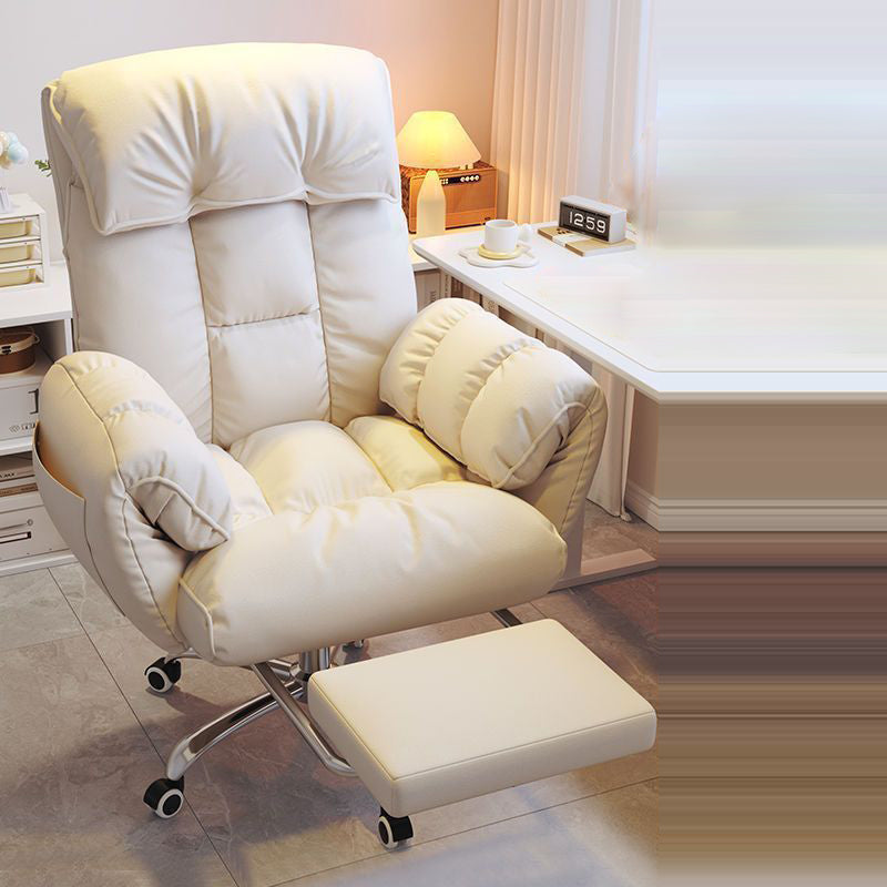 Modern Minimalist Fabric & Stainless Steel Square Seat Desk Chair With Adjustable Backrest & Swivel Base For Home Office