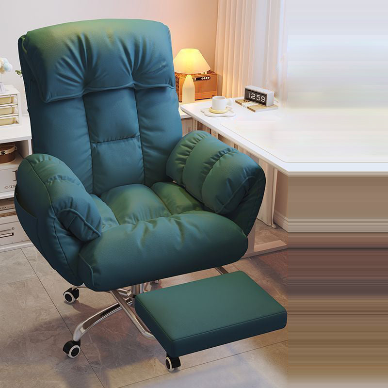 Modern Minimalist Fabric & Stainless Steel Square Seat Desk Chair With Adjustable Backrest & Swivel Base For Home Office