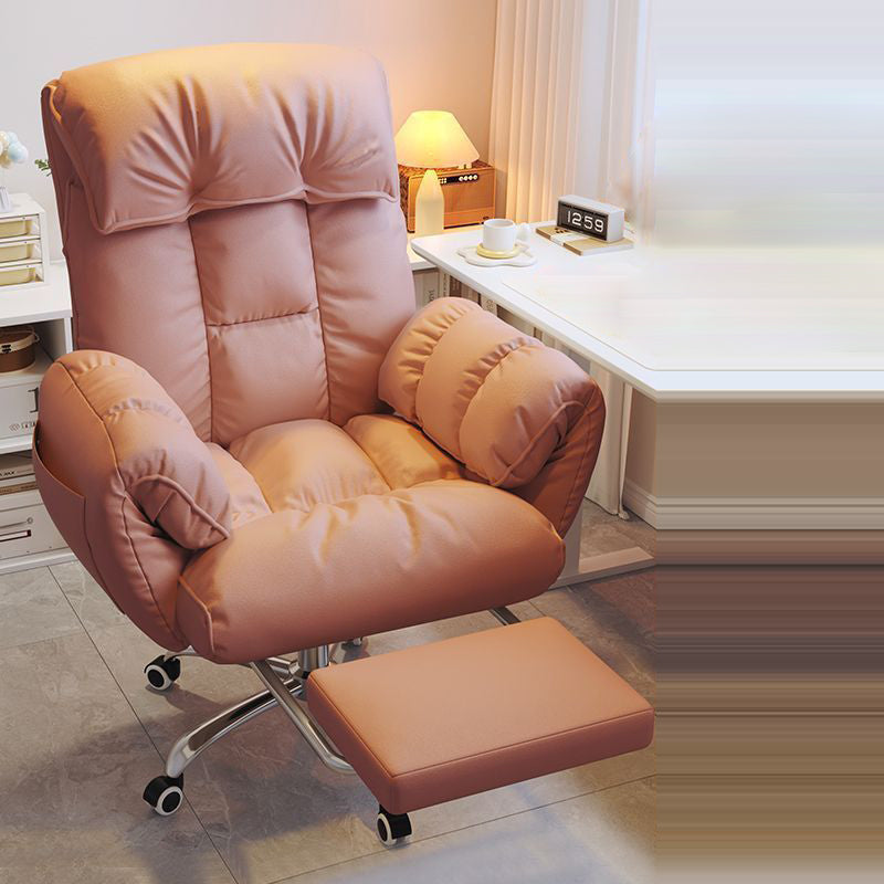 Modern Minimalist Fabric & Stainless Steel Square Seat Desk Chair With Adjustable Backrest & Swivel Base For Home Office