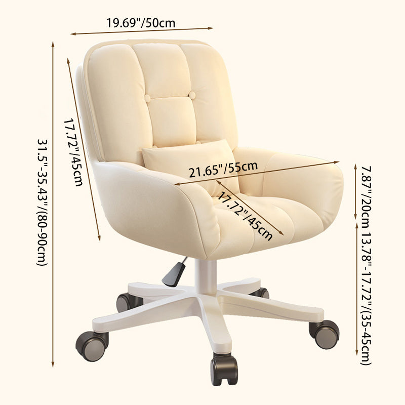 Modern Minimalist Velvet Leather & Nylon Square Desk Chair With Adjustable Height For Home Office