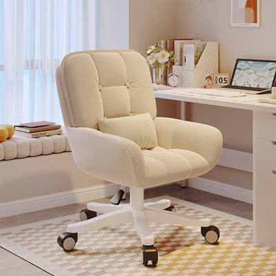 Modern Minimalist Velvet Leather & Nylon Square Desk Chair With Adjustable Height For Home Office
