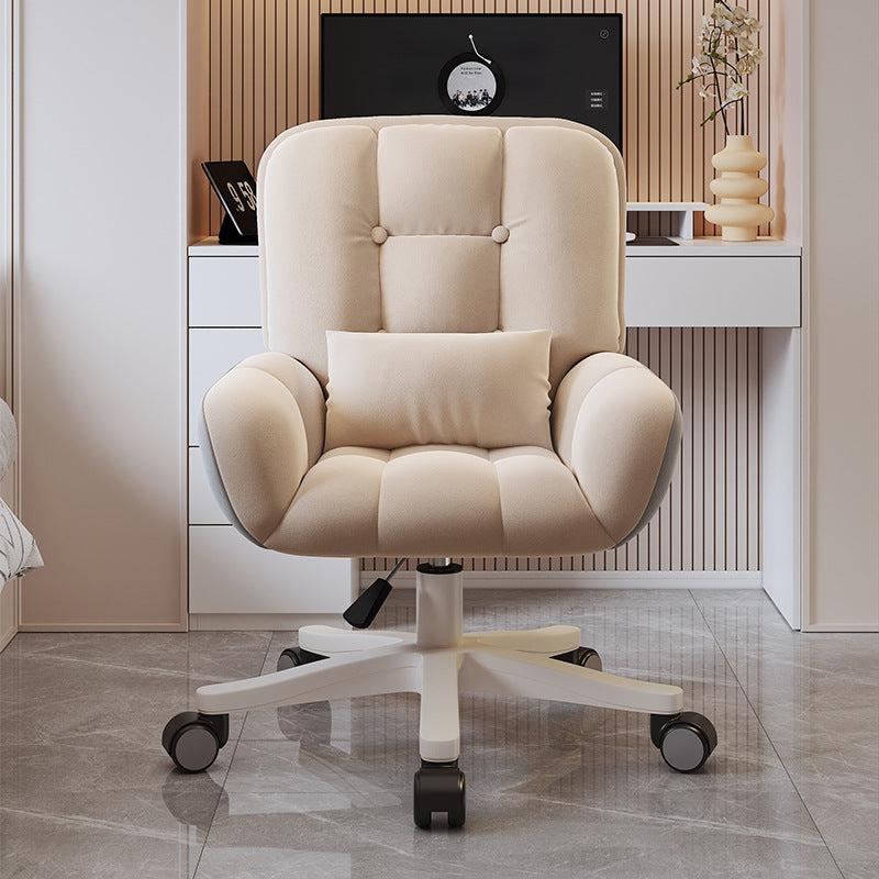 Modern Minimalist Velvet Leather & Nylon Square Desk Chair With Adjustable Height For Home Office