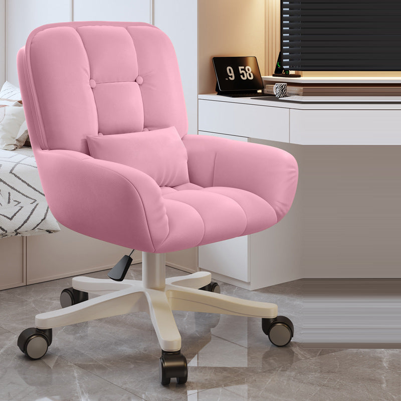 Modern Minimalist Velvet Leather & Nylon Square Desk Chair With Adjustable Height For Home Office