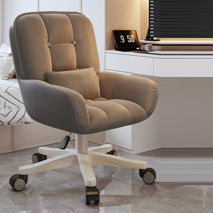 Chaise de bureau carrée moderne minimaliste en velours, cuir PU et nylon avec hauteur réglable pour bureau à domicile 