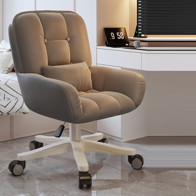 Modern Minimalist Velvet Leather & Nylon Square Desk Chair With Adjustable Height For Home Office