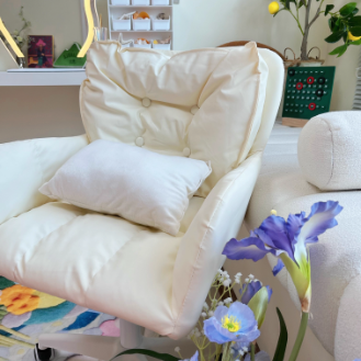 Chaise de bureau carrée moderne minimaliste en velours, cuir PU et nylon avec hauteur réglable pour bureau à domicile 