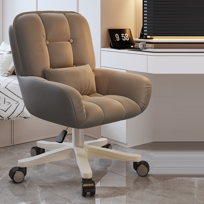 Modern Minimalist Velvet Leather & Nylon Square Desk Chair With Adjustable Height For Home Office