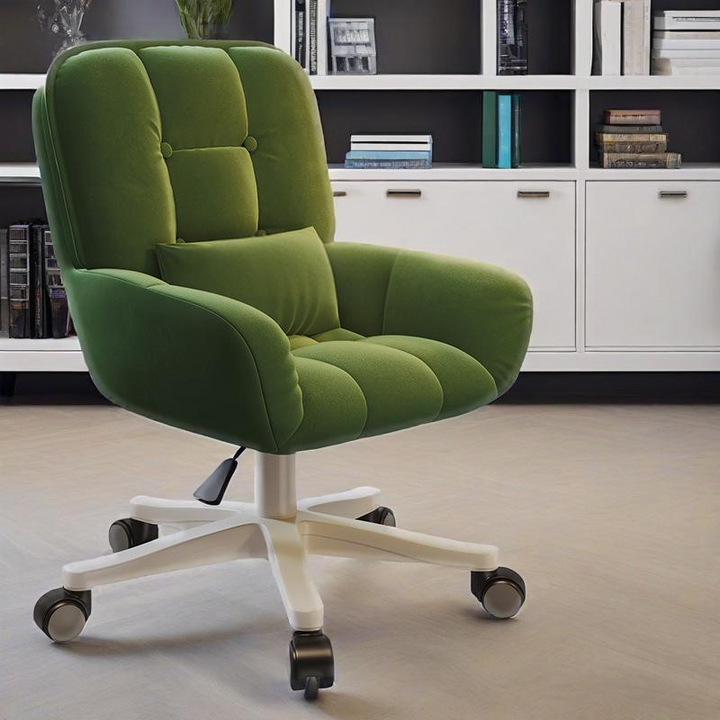 Chaise de bureau carrée moderne minimaliste en velours, cuir PU et nylon avec hauteur réglable pour bureau à domicile 