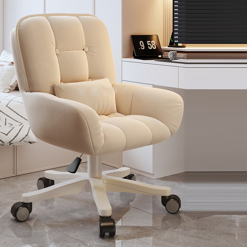 Modern Minimalist Velvet Leather & Nylon Square Desk Chair With Adjustable Height For Home Office