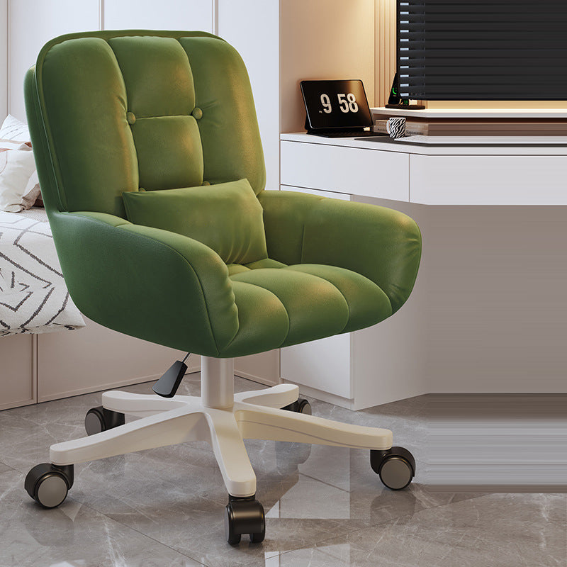 Modern Minimalist Velvet Leather & Nylon Square Desk Chair With Adjustable Height For Home Office