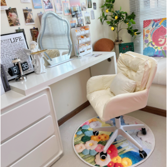 Chaise de bureau carrée moderne minimaliste en velours, similicuir et nylon avec hauteur réglable pour bureau à domicile 
