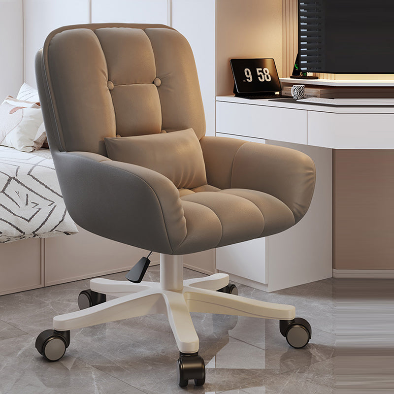 Modern Minimalist Velvet Leather & Nylon Square Desk Chair With Adjustable Height For Home Office