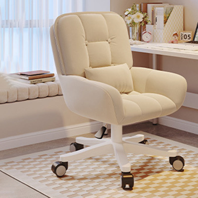 Modern Minimalist Velvet Leather & Nylon Square Desk Chair With Adjustable Height For Home Office