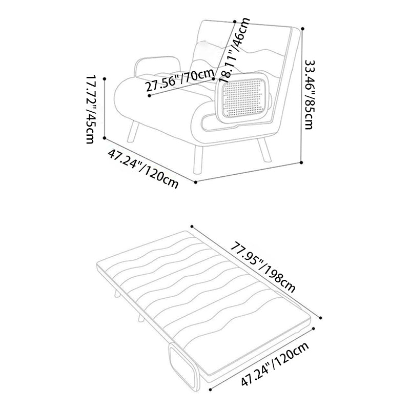 Contemporary Nordic Wood & Fabric Rectangular Sofa Bed With Foldable Function For Living Room And Bedroom
