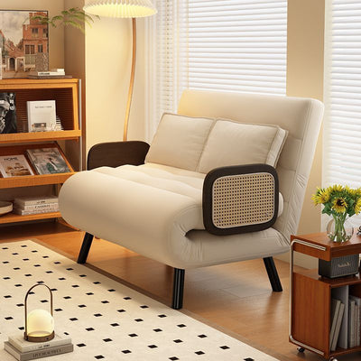 Contemporary Nordic Wood & Fabric Rectangular Sofa Bed With Foldable Function For Living Room And Bedroom