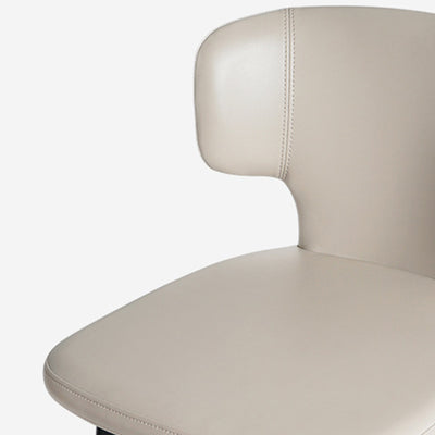 Modern Minimalist Leather & Carbon Steel Curved Back Bar Stool With Footrest For Dining Room