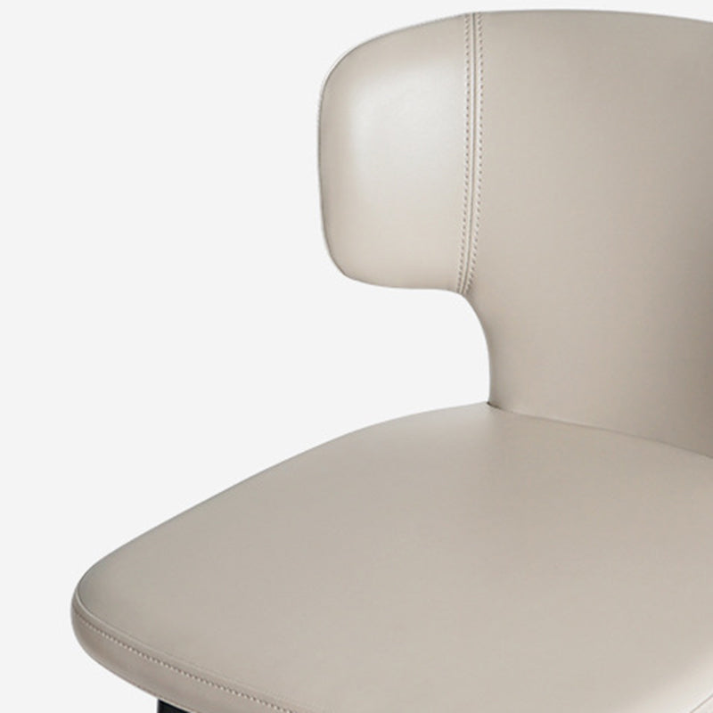 Modern Minimalist Leather & Carbon Steel Curved Back Bar Stool With Footrest For Dining Room