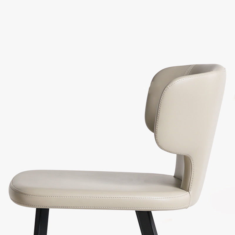 Modern Minimalist Leather & Carbon Steel Curved Back Bar Stool With Footrest For Dining Room