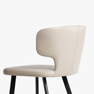 Modern Minimalist Leather & Carbon Steel Curved Back Bar Stool With Footrest For Dining Room