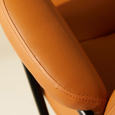 Contemporary Nordic Leather Square Desk Chair With Swivel & Height Adjustment For Home Office