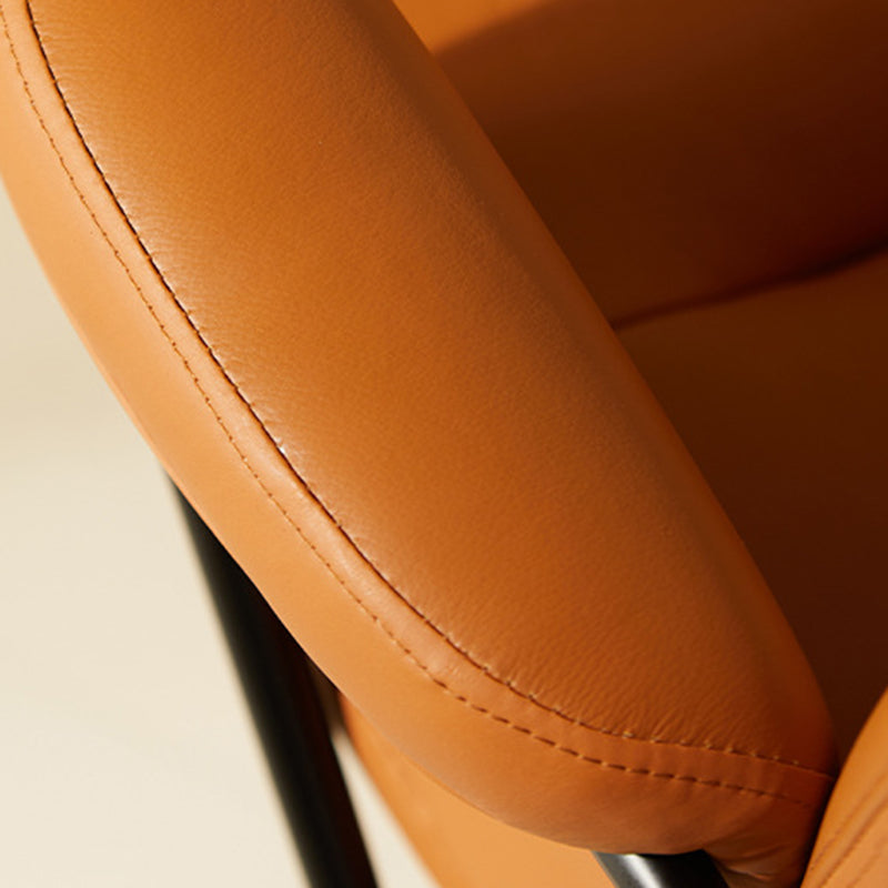 Contemporary Nordic Leather Square Desk Chair With Swivel & Height Adjustment For Home Office