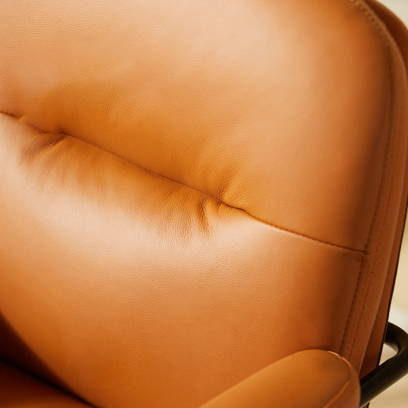 Contemporary Nordic Leather Square Desk Chair With Swivel & Height Adjustment For Home Office