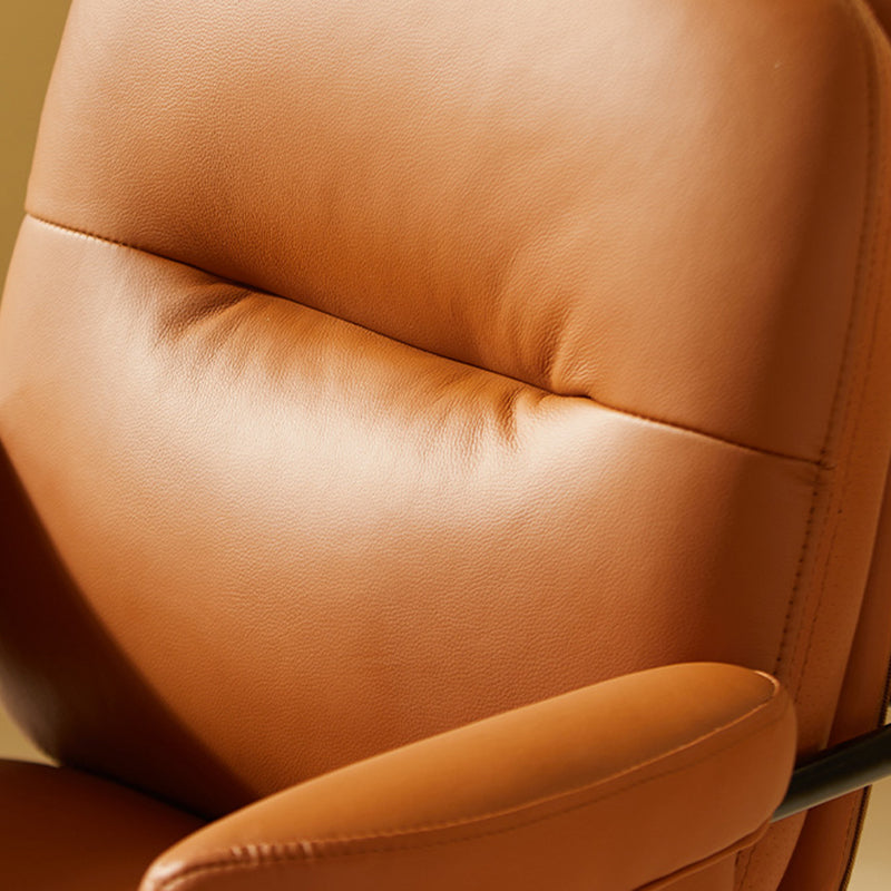 Contemporary Nordic Leather Square Desk Chair With Swivel & Height Adjustment For Home Office