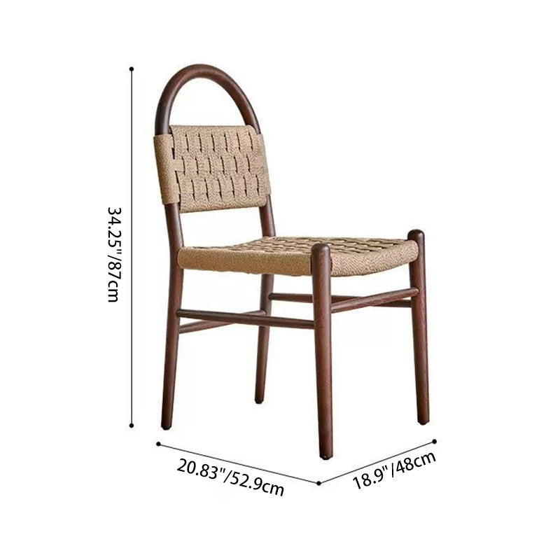 Silla de comedor cuadrada tradicional francesa de madera y cuerda con diseño tejido para comedor y sala de estar 