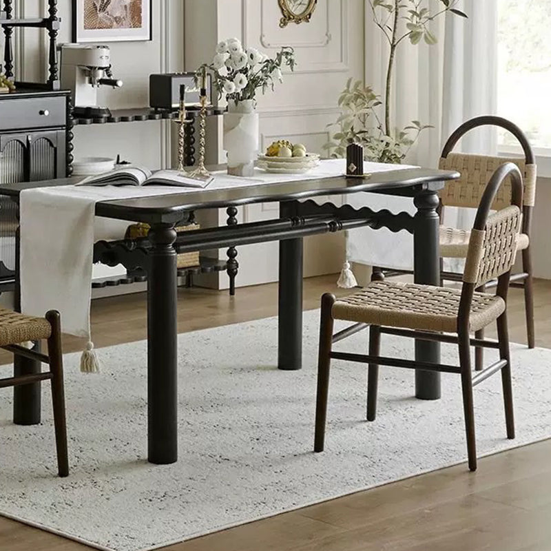 Silla de comedor cuadrada tradicional francesa de madera y cuerda con diseño tejido para comedor y sala de estar 