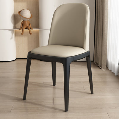 Modern Minimalist Wood & Microfiber Leather Square Curved Dining Chair With Moisture-Resistant Design For Dining Room & Living Room
