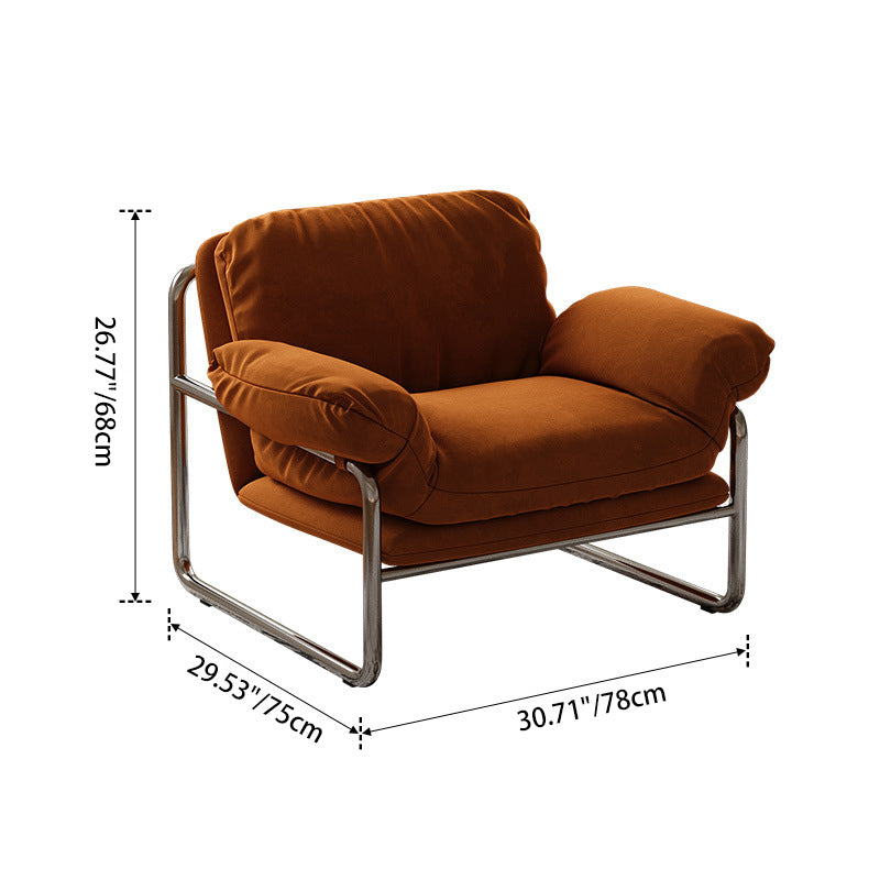 Contemporary Nordic Fabric & Stainless Steel Square Accent Chair With Ergonomic Comfort For Living Room & Bedroom