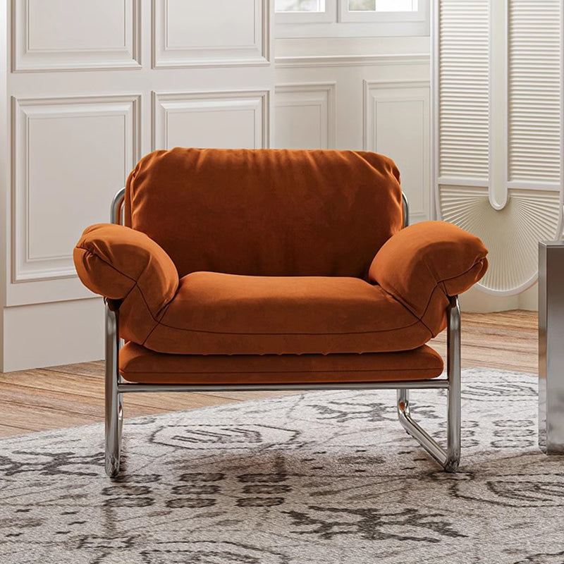 Contemporary Nordic Fabric & Stainless Steel Square Accent Chair With ...