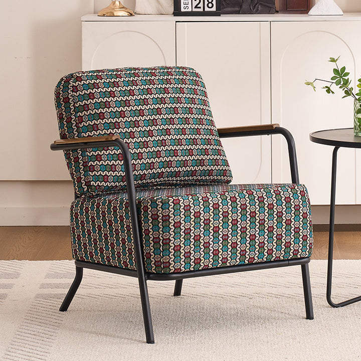 Chaise d'accent carrée contemporaine en coton lin créatif et acier au carbone avec design ergonomique pour salon et chambre 